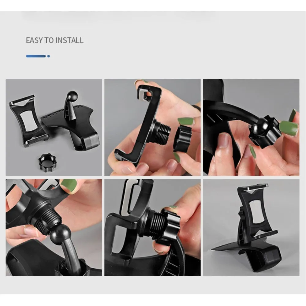 3 in 1 Car GPS Smartphone Holder: Dashboard / Visor Clamp   AC Grid Clip for Asus ZenFone Go Global ZB552KL (2016) - Black