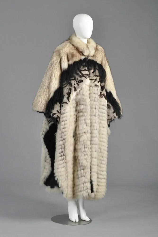 Avant Garde Woven Fox Fur   Mongolian Lamb Coat