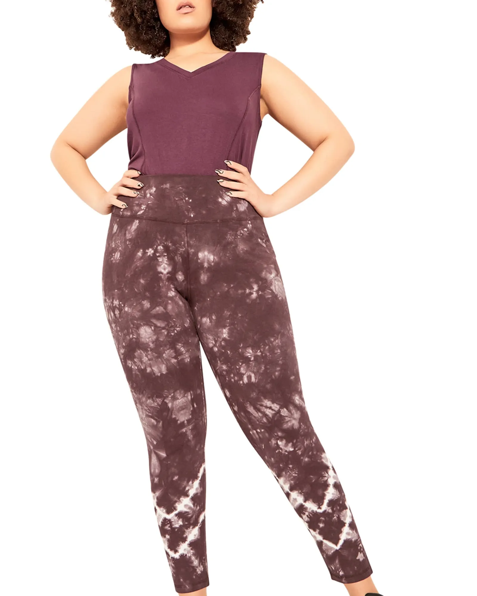 Brenna Active Legging | Burgundy / White