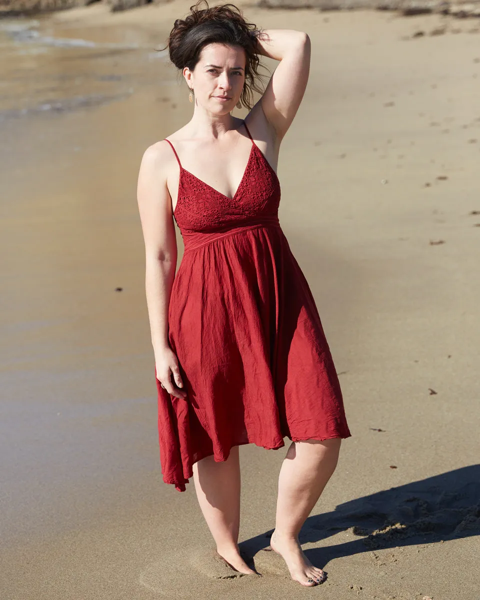 Crochet Babydoll Midi Dress