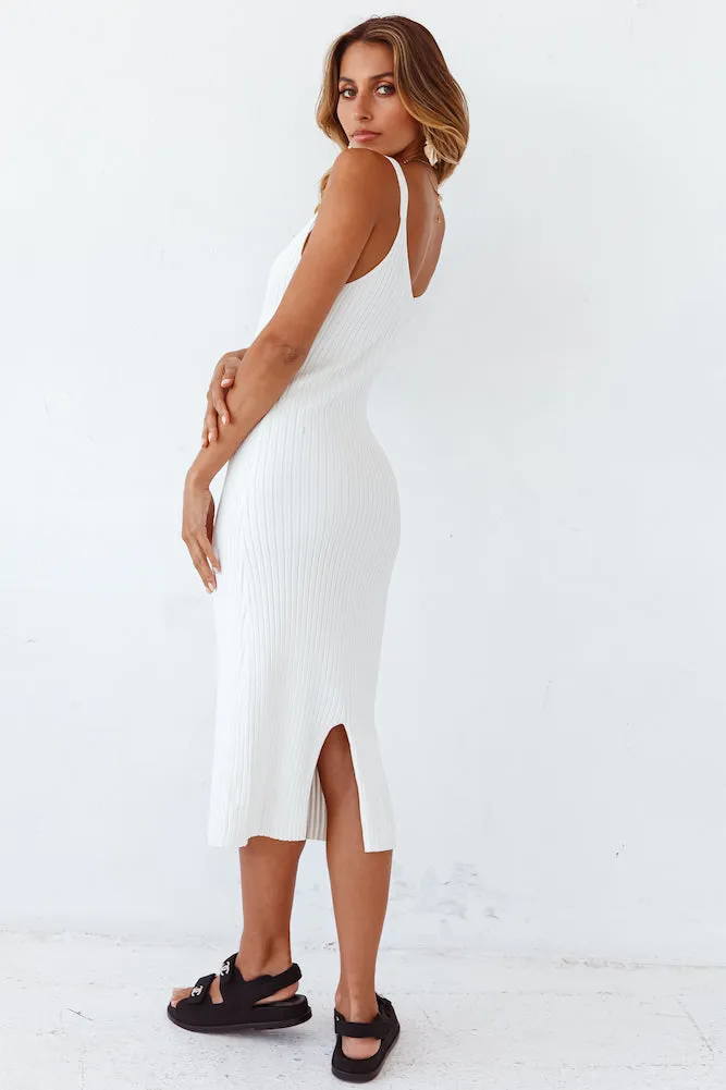 Dove Of Spring Knit Midi Dress White