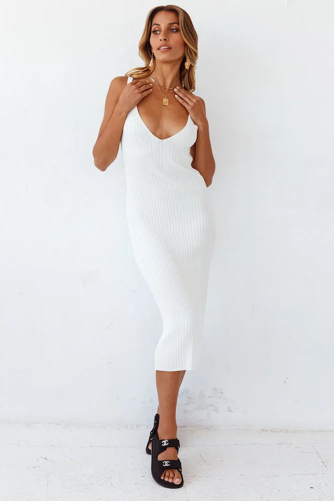 Dove Of Spring Knit Midi Dress White