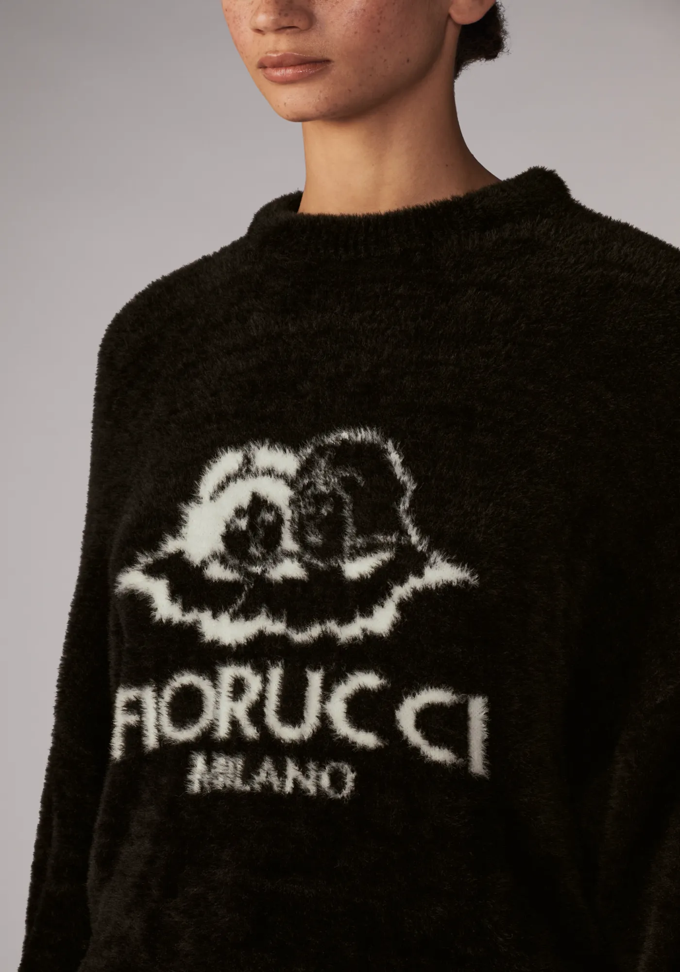 FLUFFY MILANO ANGELS KNIT JUMPER IN BLACK