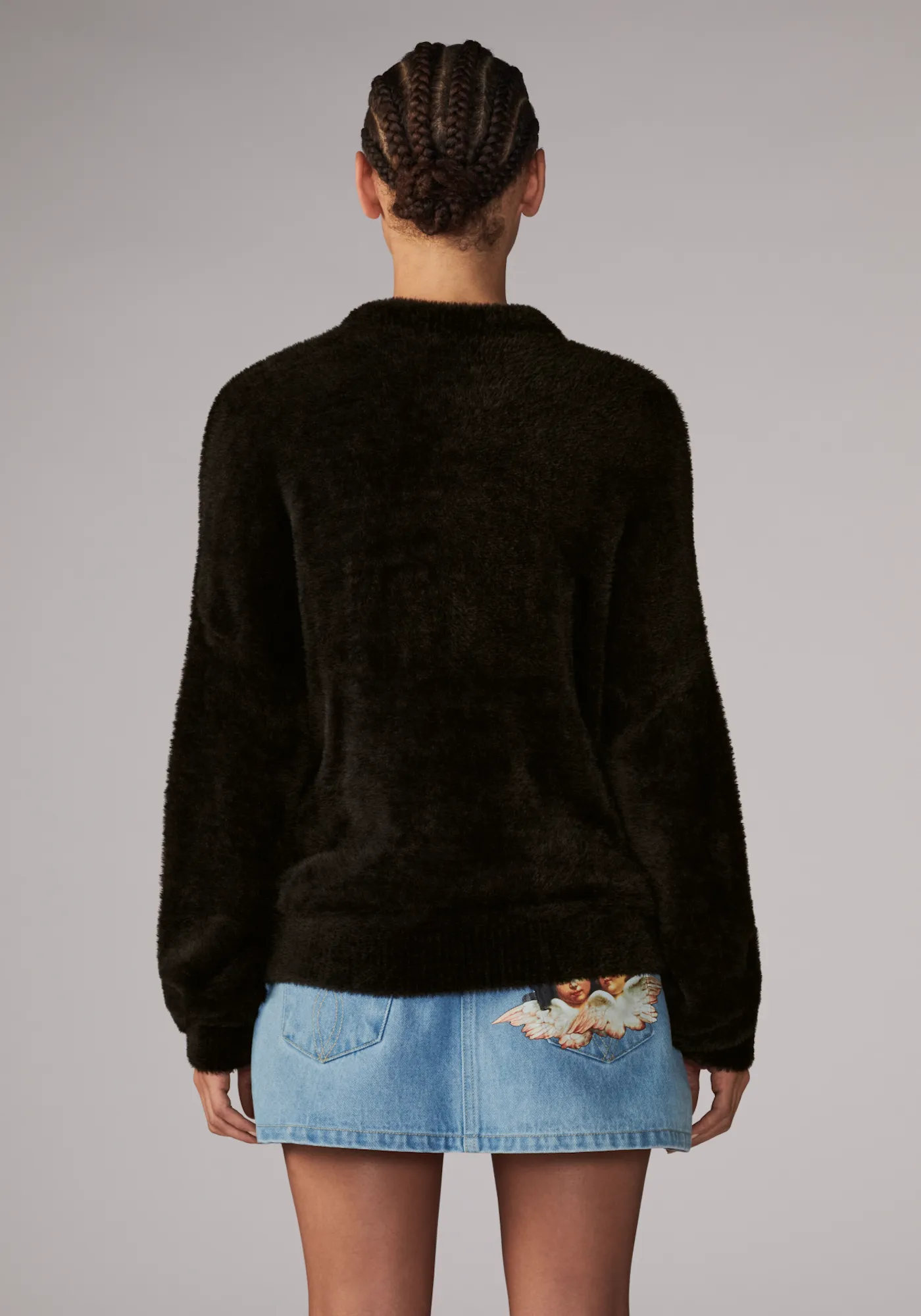 FLUFFY MILANO ANGELS KNIT JUMPER IN BLACK