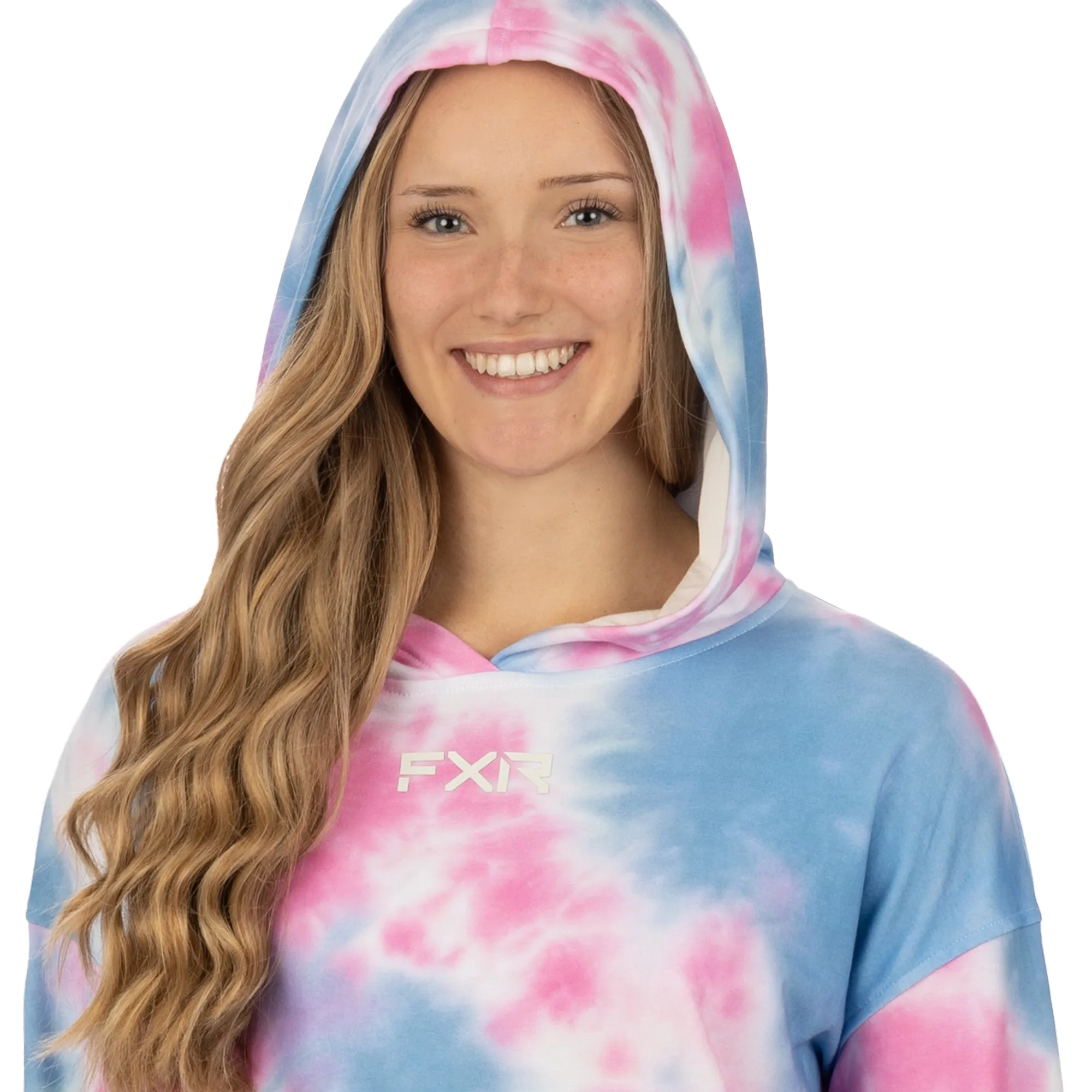 FXR 232253-9441-04 Womens Balance Cropped Pullover Hoodie Pink-Blue Dye - X-Small