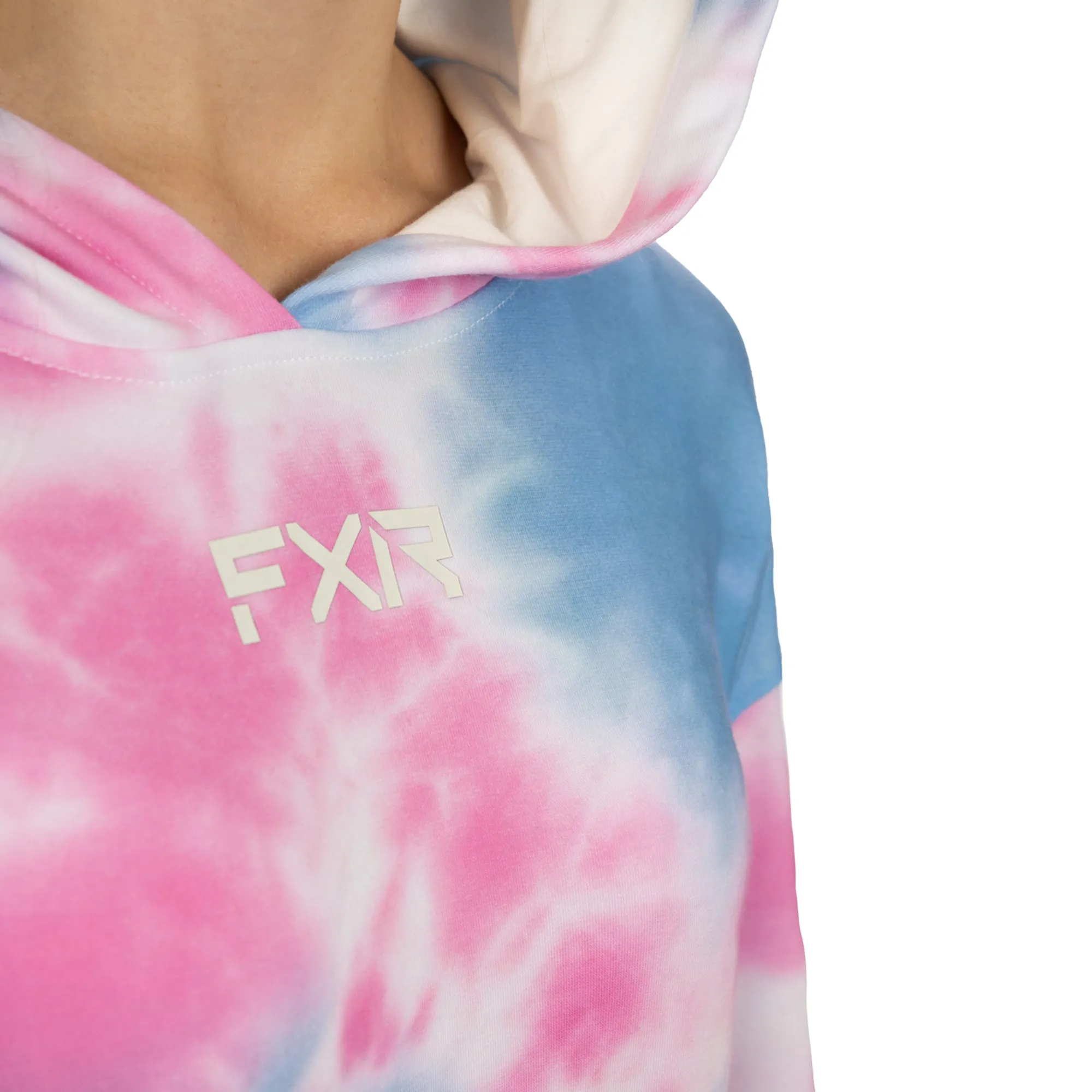 FXR 232253-9441-04 Womens Balance Cropped Pullover Hoodie Pink-Blue Dye - X-Small