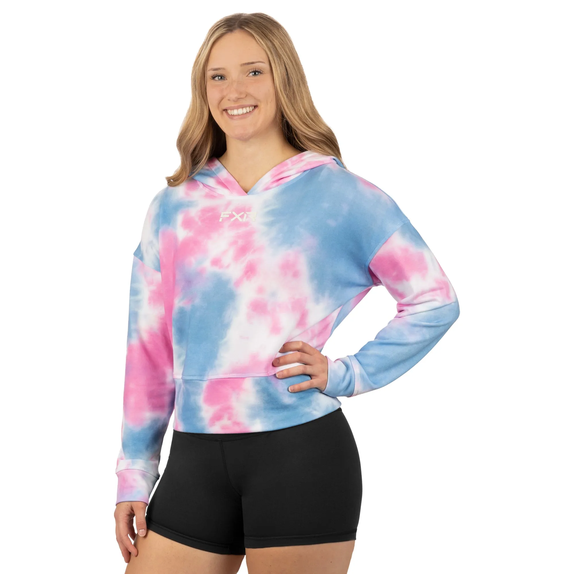 FXR 232253-9441-04 Womens Balance Cropped Pullover Hoodie Pink-Blue Dye - X-Small