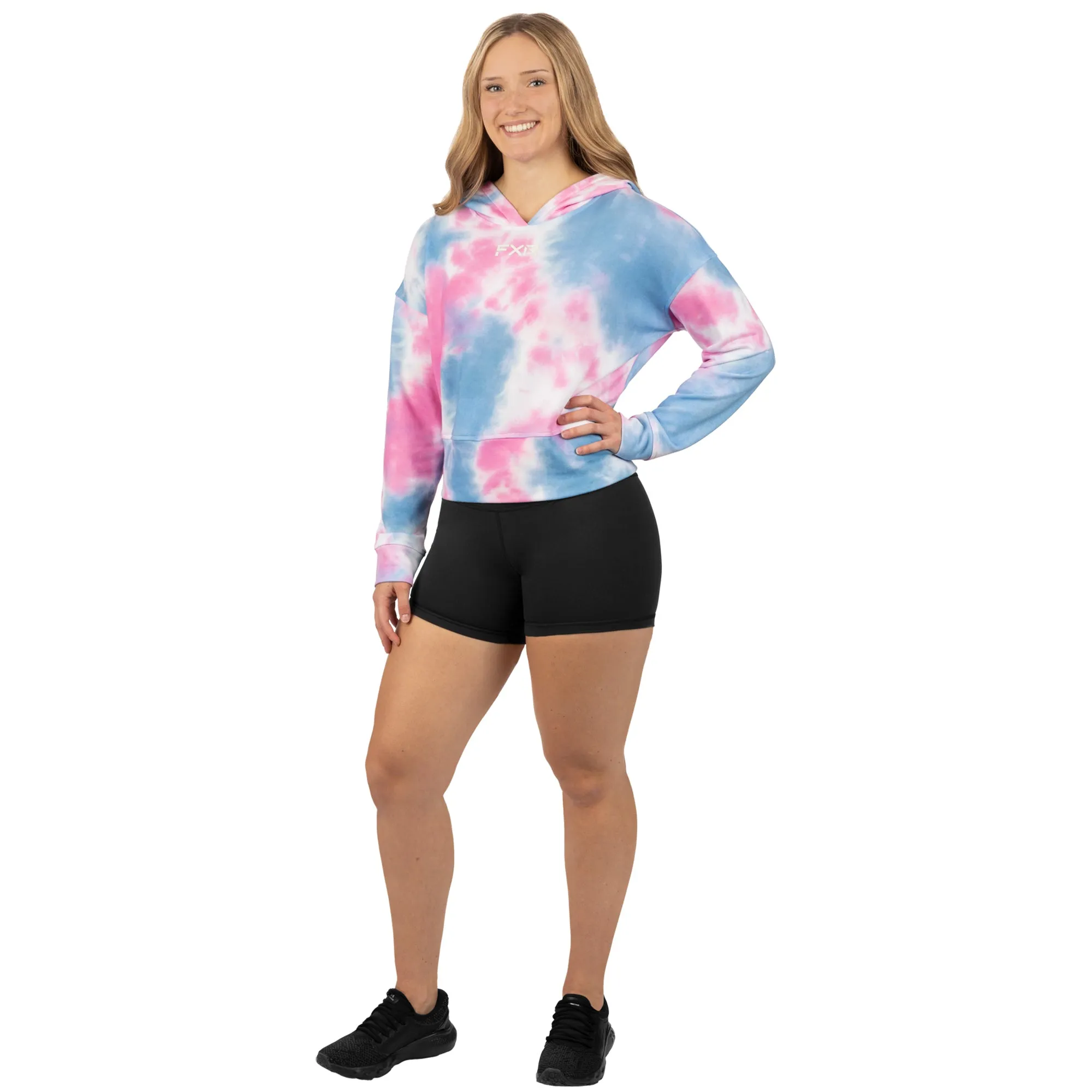 FXR 232253-9441-04 Womens Balance Cropped Pullover Hoodie Pink-Blue Dye - X-Small