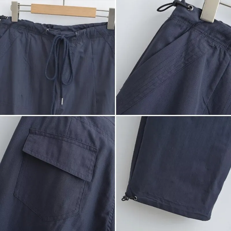 High Waist Wide Pants Adjustable Cargo Pants
