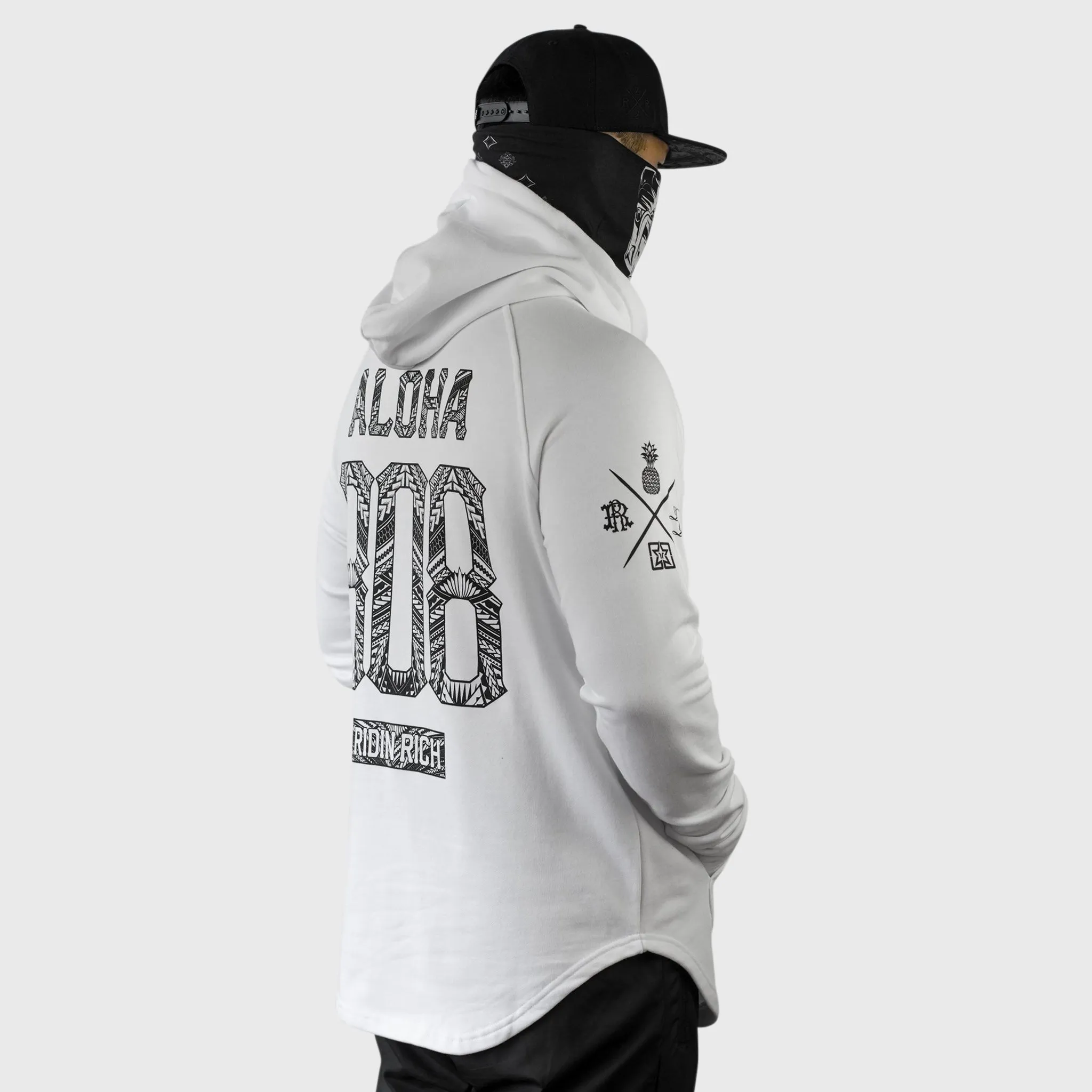 Home Grown 808 Edition Scoop Pullover Hoodie {White}