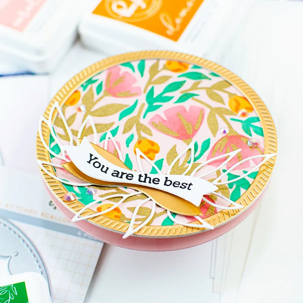 PINKFRESH STUDIO: Floral Print Circle | Layered Stencils