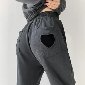 Sweatpants With Heart-Shaped Cut-Out On Pocket