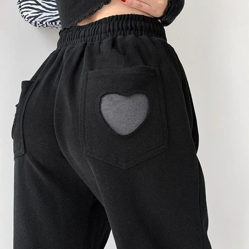 Sweatpants With Heart-Shaped Cut-Out On Pocket