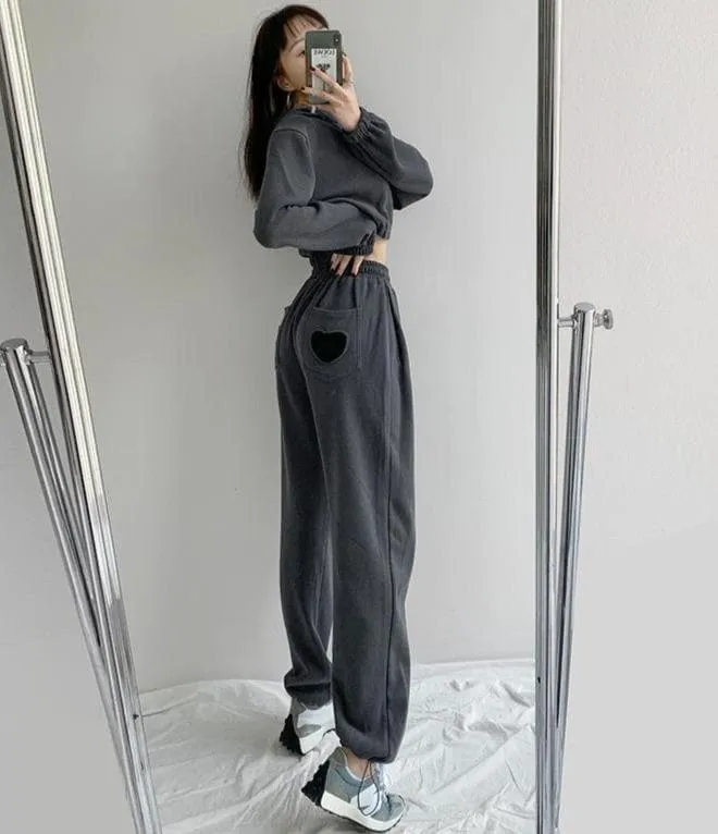 Sweatpants With Heart-Shaped Cut-Out On Pocket